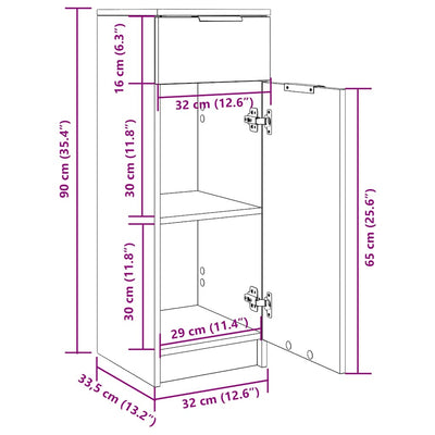 Sonoma-tammi kylpyhuoneen kaappi Palacea 32x34x90cm (puinen)