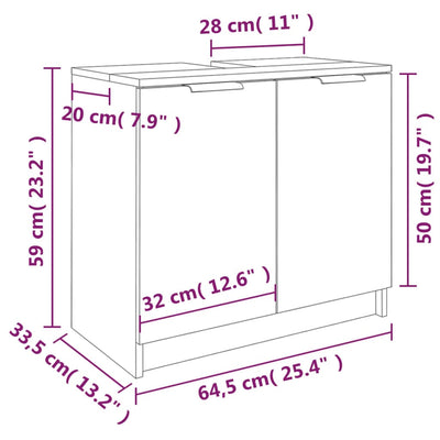 Kylpyhuoneen kaappi betoninharmaa 64,5x33,5x59 cm tekninen puu