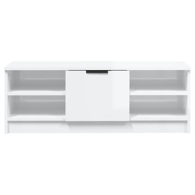 TV-taso korkeakiilto valkoinen 102x35,5x36,5 cm tekninen puu