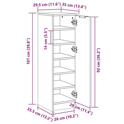 Sonoma tammi kenkäkaappi Luder 30x35x100cm (puinen)
