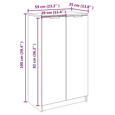Kenkäkaappi betoninharmaa 59x35x100cm tekninen puu