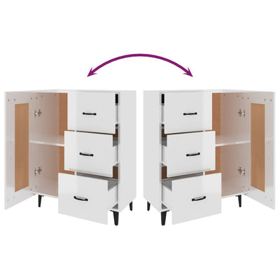 Valkoinen senkki Filora 69,5x34x90cm (korkeakiilto, puinen)