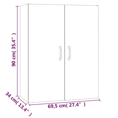 Riippuva kaappi betoninharmaa 69,5x34x90 cm tekninen puu