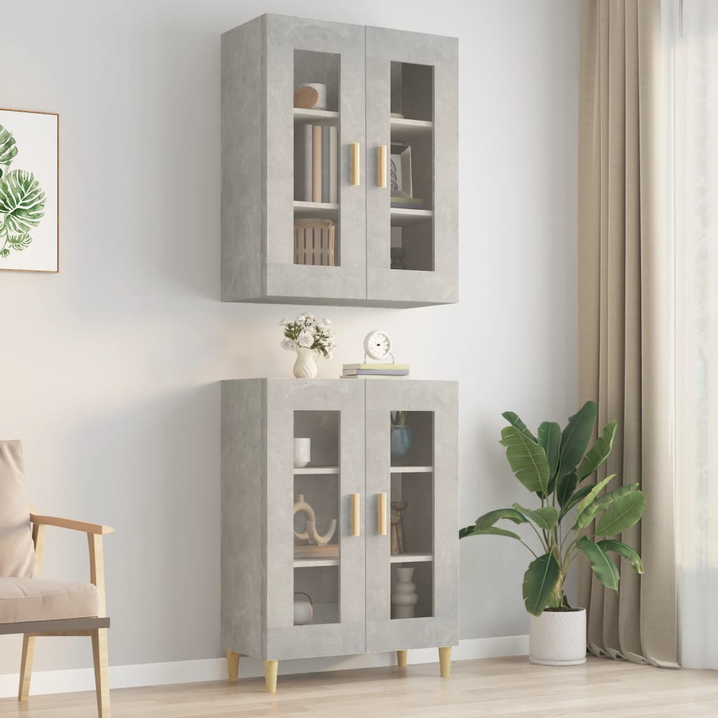 Betoninharmaa riippuva seinäkaappi Lugenia 69,5x34x90cm