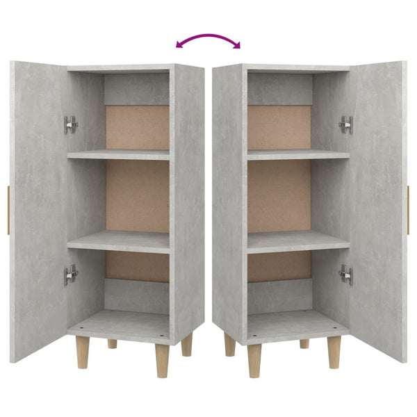 Betoninharmaa senkki Dumutru 34,5x34x90cm (puinen)