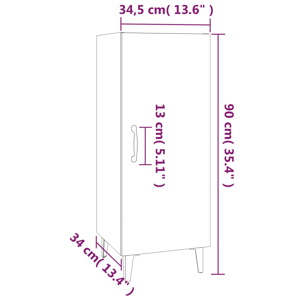 Betoninharmaa senkki Rigu 34,5x34x90cm (puinen)