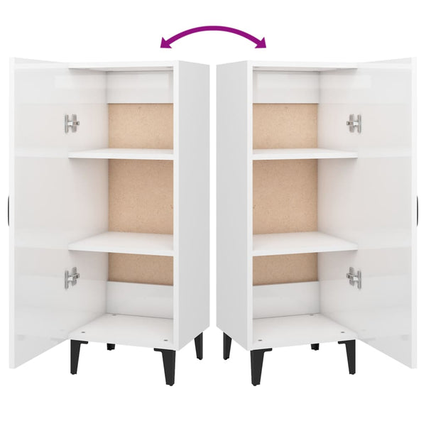 Valkoinen senkki Rigu 34,5x34x90cm (korkeakiilto, puinen)