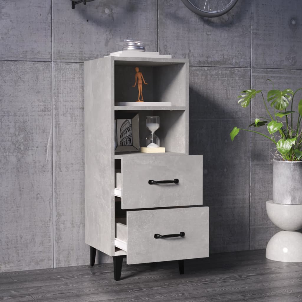 Betoninharmaa senkki Mariet 34,5x34x90cm (puinen)