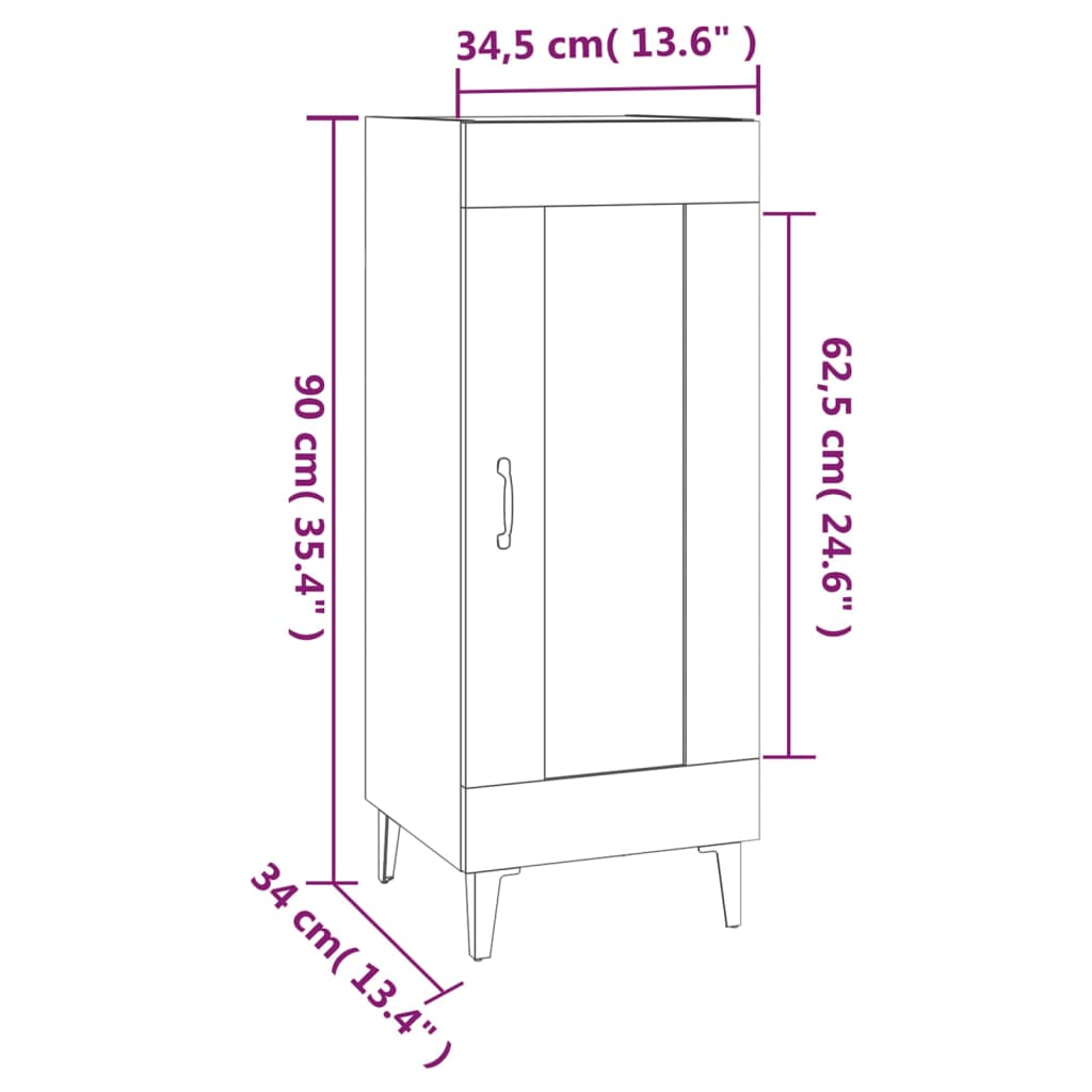 Betoninharmaa senkki Eberhardt 34,5x34x90cm (puinen)