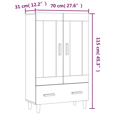 Kaappi betoninharmaa 70x31x115 cm tekninen puu
