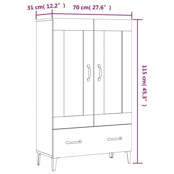 Kaappi musta 70x31x115 cm tekninen puu