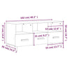 TV-taso betoninharmaa 102x36x50 cm tekninen puu