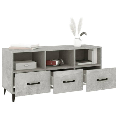 TV-taso betoninharmaa 102x35x50 cm tekninen puu
