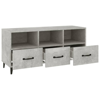 TV-taso betoninharmaa 102x35x50 cm tekninen puu