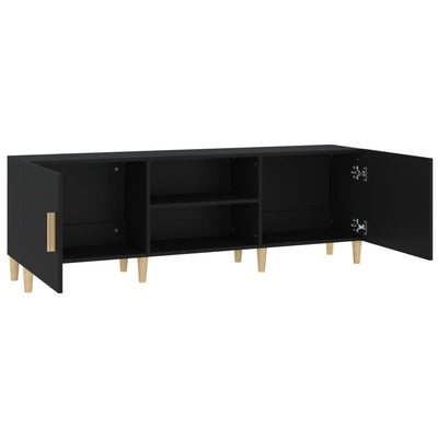 TV-taso musta 150x30x50 cm tekninen puu