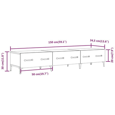 TV-taso musta 150x34,5x30 cm tekninen puu