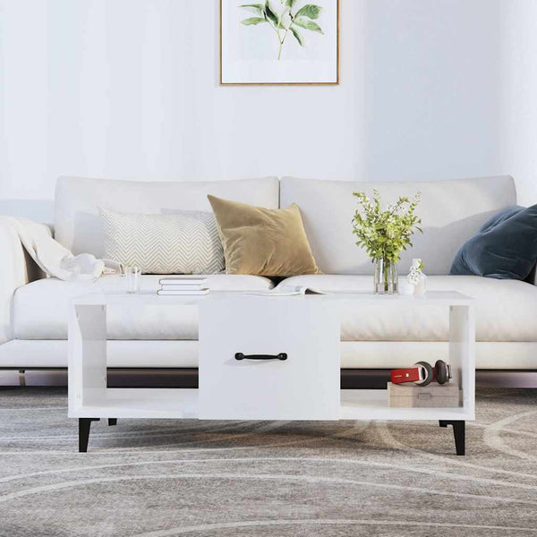 Sohvapöytä korkeakiilto valkoinen 102x50x40 cm tekninen puu
