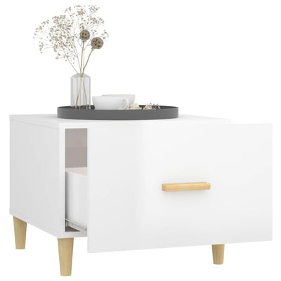 Valkoinen sohvapöytä Cately 50x50x40cm (korkeakiilto, puinen)