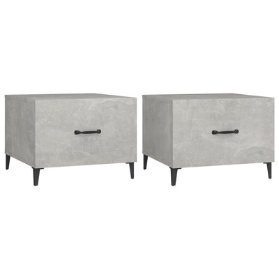 Sohvapöytä metallijaloilla 2 kpl betoninharmaa 50x50x40 cm