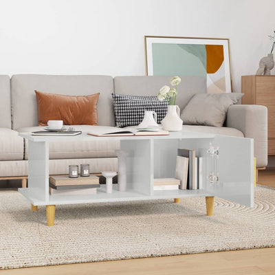 Valkoinen sohvapöytä Iliescu 90x50x40cm (korkeakiilto, puinen)