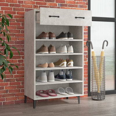 Kenkäkaappi betoninharmaa 60x35x105 cm tekninen puu