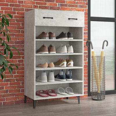 Kenkäkaappi betoninharmaa 60x35x105 cm tekninen puu