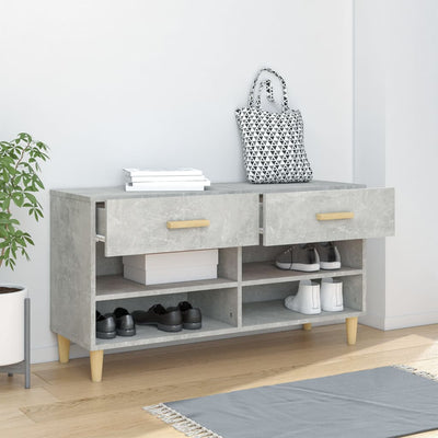 Kenkäkaappi betoninharmaa 102x35x55 cm tekninen puu