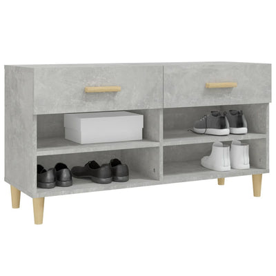 Kenkäkaappi betoninharmaa 102x35x55 cm tekninen puu