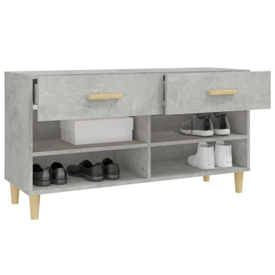 Kenkäkaappi betoninharmaa 102x35x55 cm tekninen puu