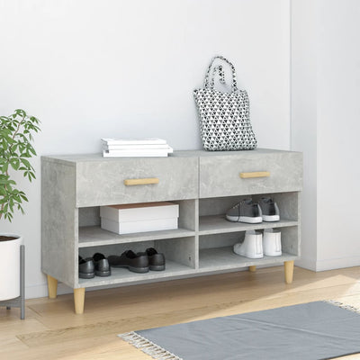 Kenkäkaappi betoninharmaa 102x35x55 cm tekninen puu