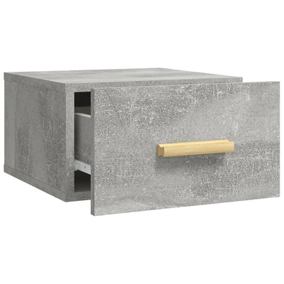 Seinäkiinnitettävät yöpöydät 2 kpl betoninharmaa 35x35x20 cm