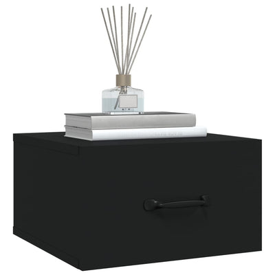 Musta seinäkiinnitettävät yöpöydät Gerardo 35x35x20cm (2 kpl)