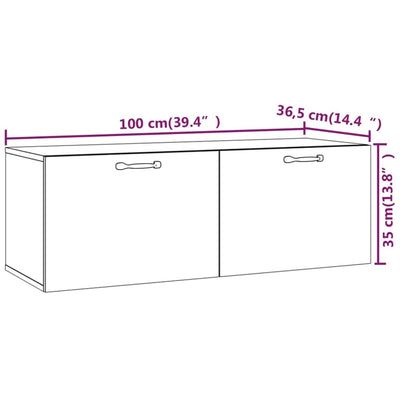Seinäkaappi musta 100x36,5x35 cm tekninen puu
