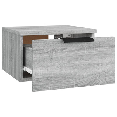 Seinäkiinnitettävät yöpöydät 2 kpl harmaa Sonoma 34x30x20 cm
