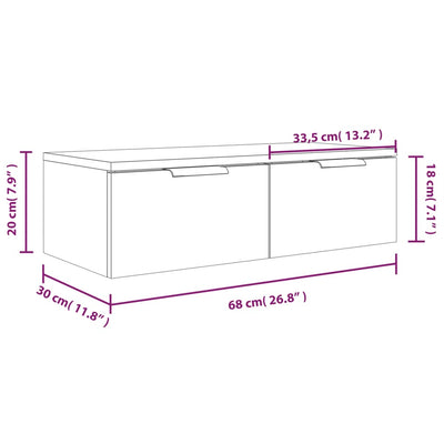 TV-seinäkaappi harmaa Sonoma 68x30x20 cm tekninen puu