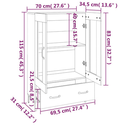 Kaappi harmaa Sonoma 70x31x115 cm tekninen puu