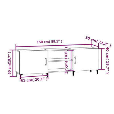 TV-taso ruskea tammi 150x30x50 cm tekninen puu
