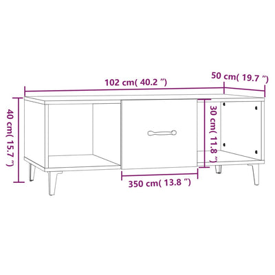 Sohvapöytä ruskea tammi 102x50x40 cm tekninen puu
