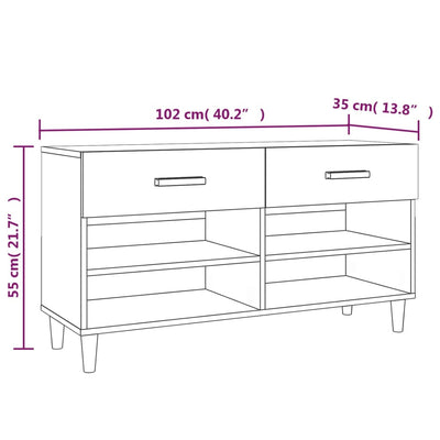 Kenkäkaappi ruskea tammi 102x35x55 cm tekninen puu