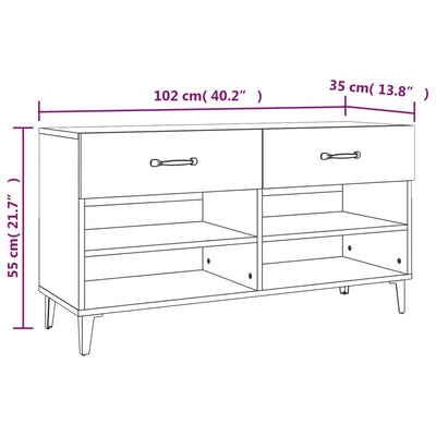 Kenkäkaappi ruskea tammi 102x35x55 cm tekninen puu