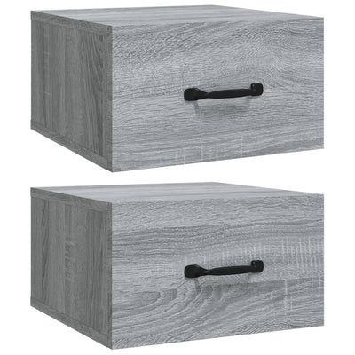 Seinäkiinnitettävät yöpöydät 2 kpl harmaa Sonoma 35x35x20 cm
