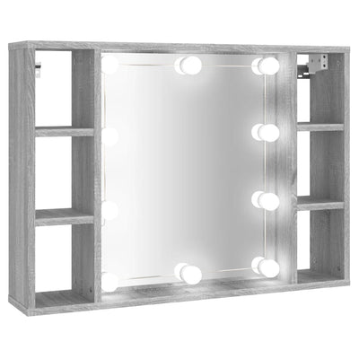 Peilikaappi LED-valoilla harmaa Sonoma 76x15x55 cm