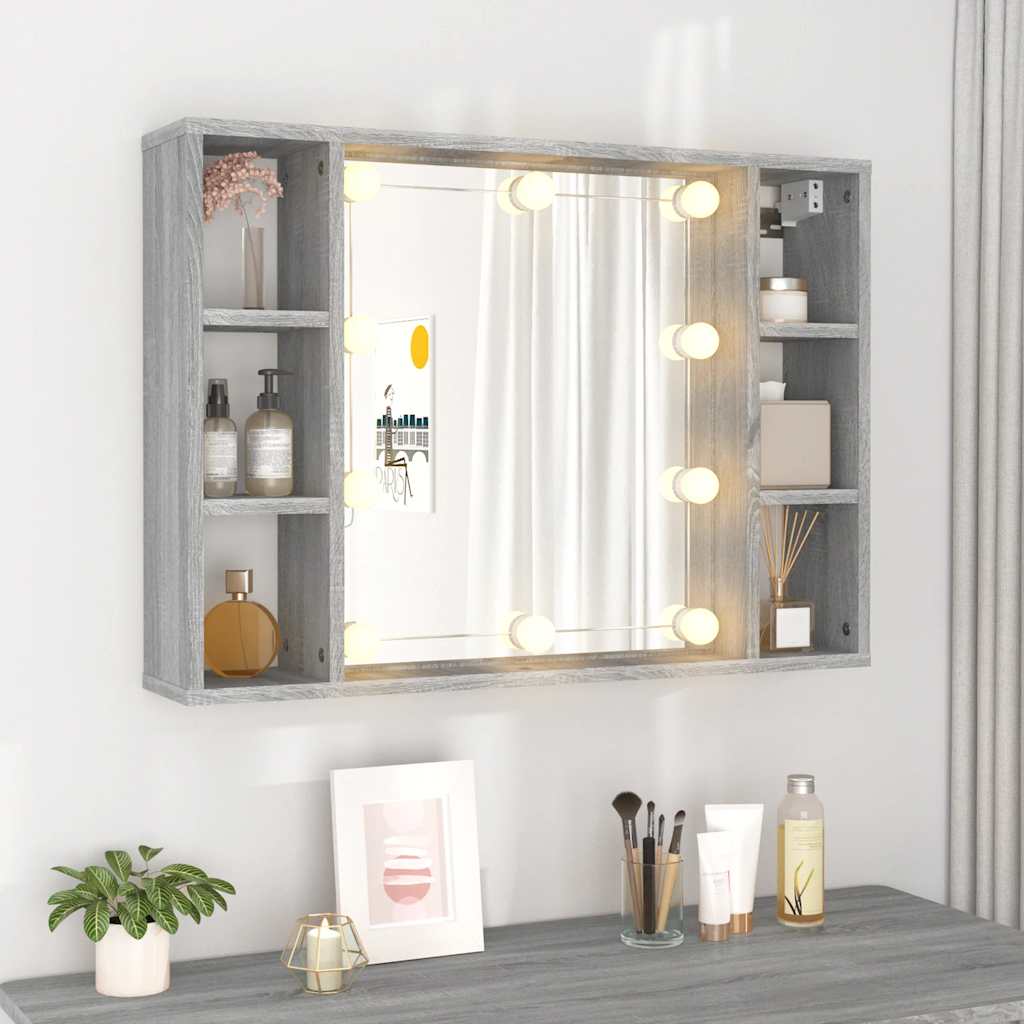Harmaa peilikaappi led-valoilla Sergie 76x15x55cm