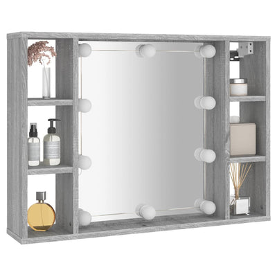 Peilikaappi LED-valoilla harmaa Sonoma 76x15x55 cm
