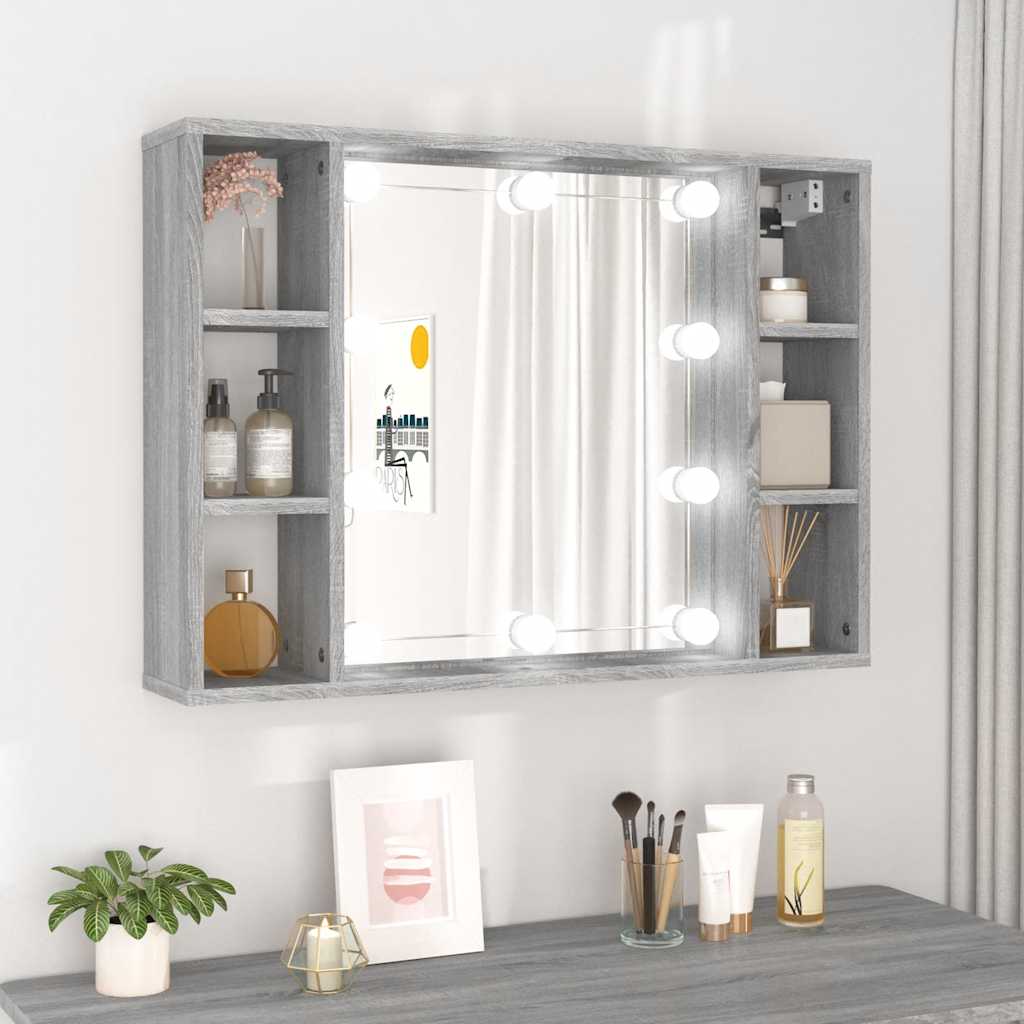 Harmaa peilikaappi led-valoilla Sergie 76x15x55cm