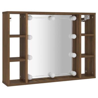 Peilikaappi LED-valoilla ruskea tammi 76x15x55 cm