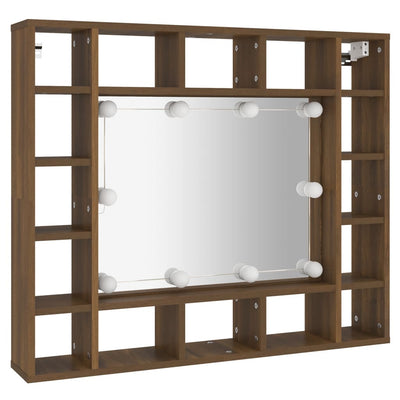 Peilikaappi LED-valoilla ruskea tammi 91x15x76,5 cm
