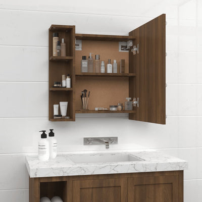 Peilikaappi LED-valoilla ruskea tammi 70x16,5x60 cm