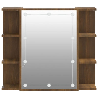 Peilikaappi LED-valoilla ruskea tammi 70x16,5x60 cm