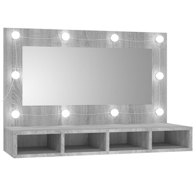 Peilikaappi LED-valoilla harmaa Sonoma 90x31,5x62 cm